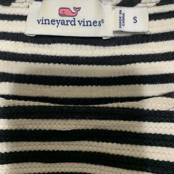 vineyard vines womens black white striped long sleeve sweater top small - Picture 3 of 5